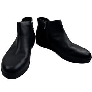 FitFlop Sumi Black Leather Classic Chic Comfort Ankle Booties Women's Size 11